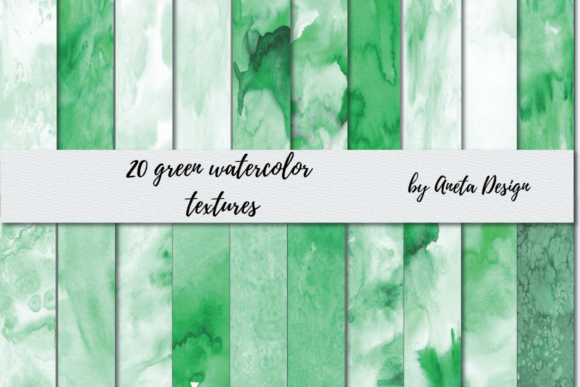 20 Watercolor Green Digital Papers & Textures