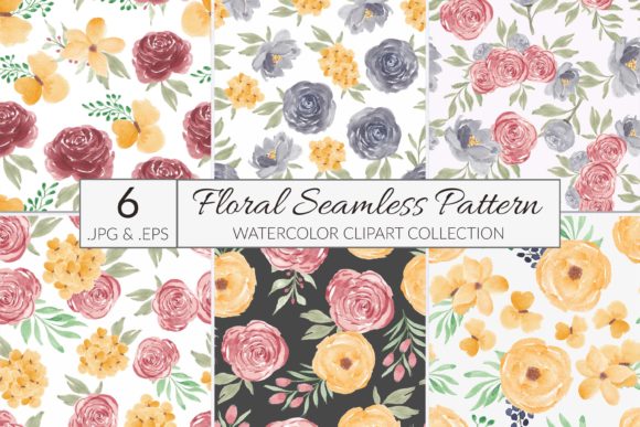 6 Watercolor Flower Seamless Patterns for Soft, Artistic Blog Design
