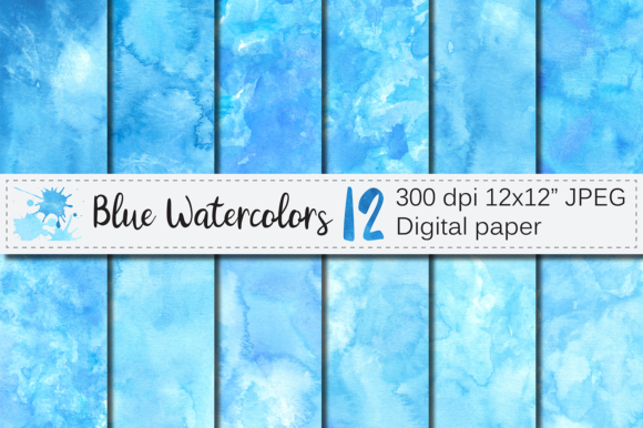 Blue Watercolor Digital Paper Textures Review