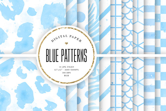 Blue Watercolor Patterns Digital Paper Review for Etsy & Digital Sellers