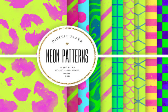 Bright Watercolor Patterns - Neon Colors: A Brand Designer’s Review for Marketing & Content Creation