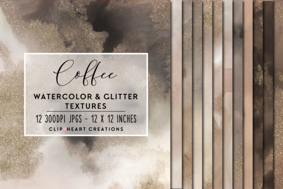 Coffee Glitter Watercolor Backgrounds for Real Business Branding