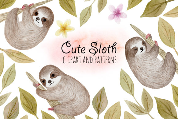 Cute Sloth Watercolor Patterns for Crafts & Digital Product Sellers