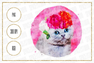Cute Watercolor Kitty Sublimation Design for Local Business Branding & Crafts