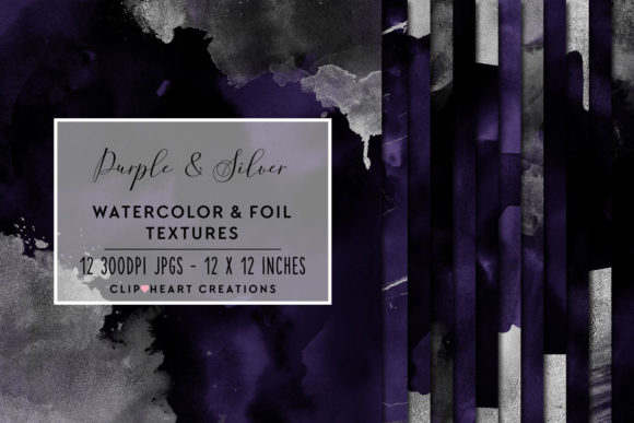 Elegant Purple Silver Watercolor and Foils Backgrounds for Digital Sellers