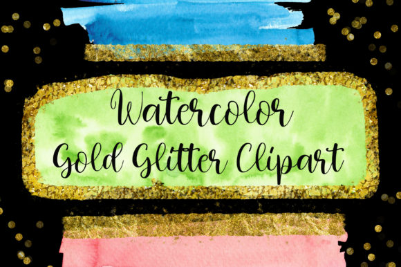 Gold Glitter Watercolor Clip Art Adds Sophisticated Sparkle to Marketing Visuals