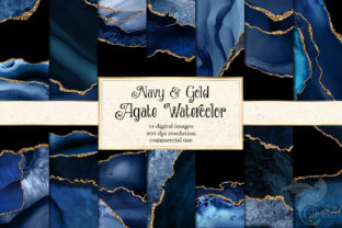 Navy and Gold Agate Watercolor Textures for Content Publishers