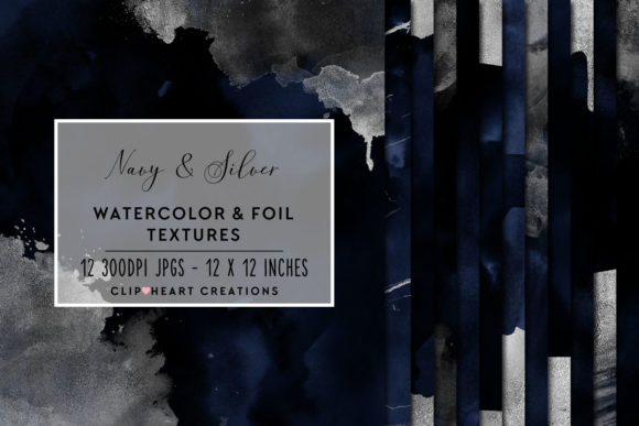 Navy Silver Watercolor and Foils: Elegant Backgrounds for Local Brand Design