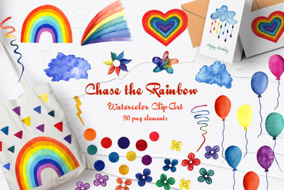 Rainbow Watercolor Clip Art for Crafting & Handmade Business Use