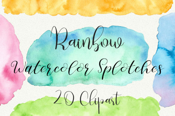 Rainbow Watercolor Splotches Clip Art for Crafts & Creative Design Projects