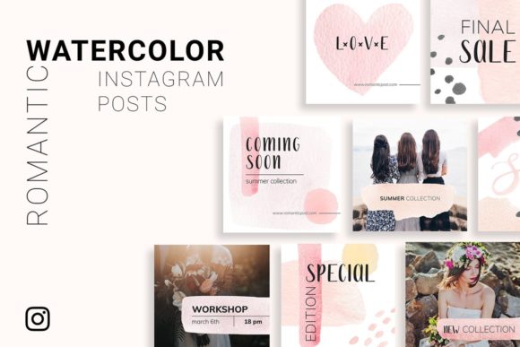 Romantic Watercolor Instagram Posts for Crafting & Branding Magic