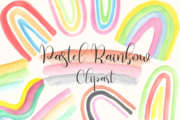Soft & Stylish: Pastel Rainbow Watercolor Clip Art for Creative Blogging & Editorial Design