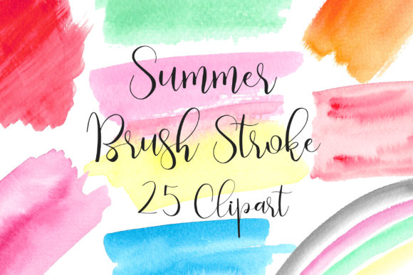Summer Watercolor Brush Stroke Clip Art for Crafts & Cricut Projects