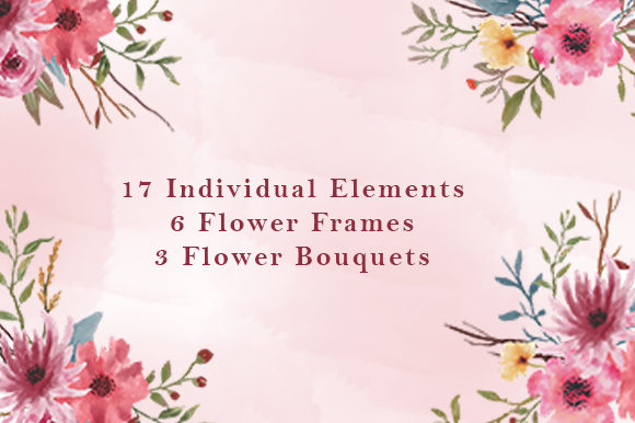 Watercolor Bouquet and Frame Print Templates