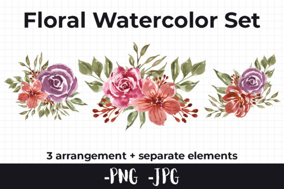Watercolor Flower Arrangement Set for Crafts