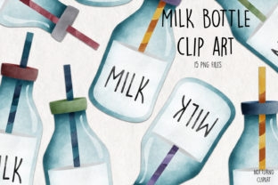 Watercolor Milk Bottle Clipart: A Crafty Design Asset for Brand Storytelling