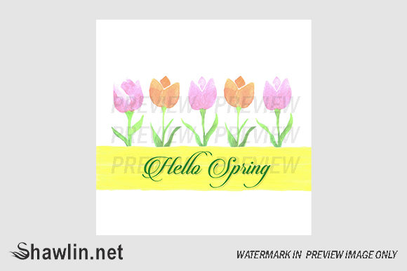 Watercolor Tulip Banner for Web Elements & Digital Product Sellers